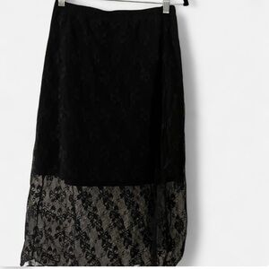 SHEIN Black Lace Midi Skirt